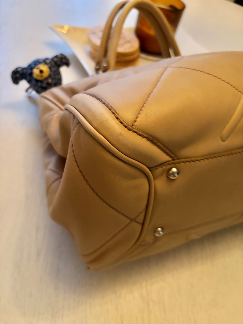 Salvatore Ferragamo Lambskin Tote Handbag in Beige - Picture 10 of 16